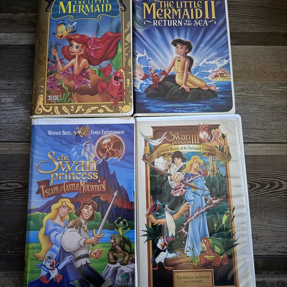Disney and Warner Bros VHS Collection the little mermaid and the swan princess